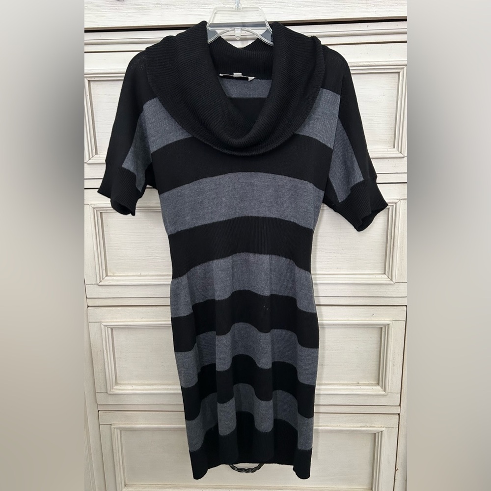 Cowl neck sweater dress